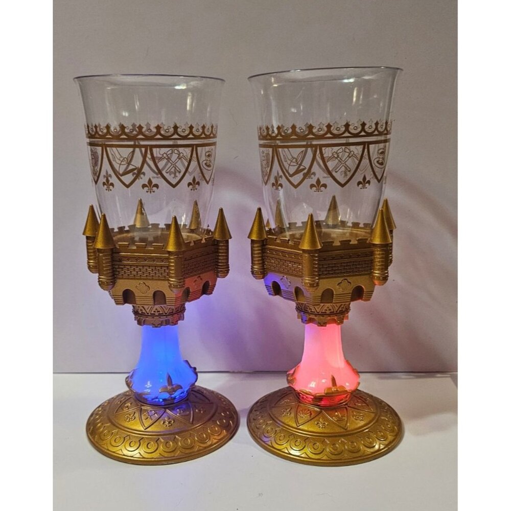 Disney Beauty & The Beast Castle Goblet Set of 2 With LED Light-Up Base - Picture 3 of 10